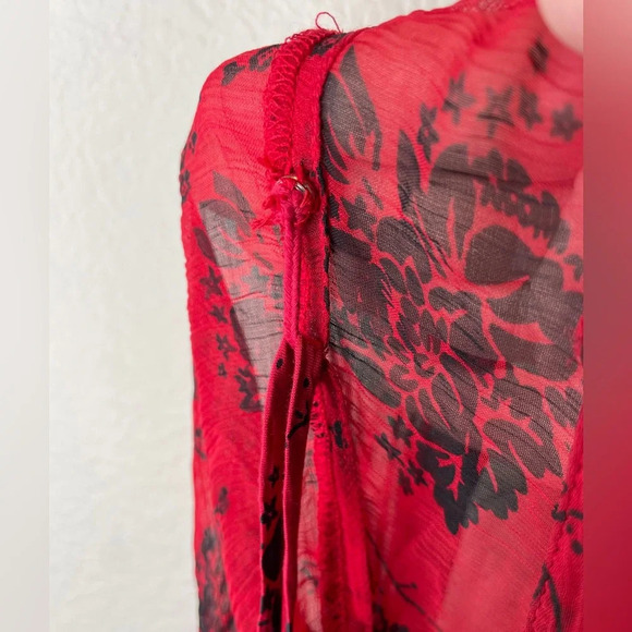 NWT Sundance Elodie Red Black Floral Tiered Blouse Top Size Medium - Picture 9 of 9